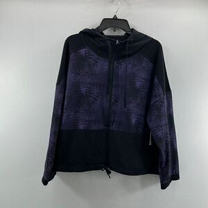 Natori Josie Interlocked Full Zip Hoodie- Purple/Black- Size X-Large- NWT